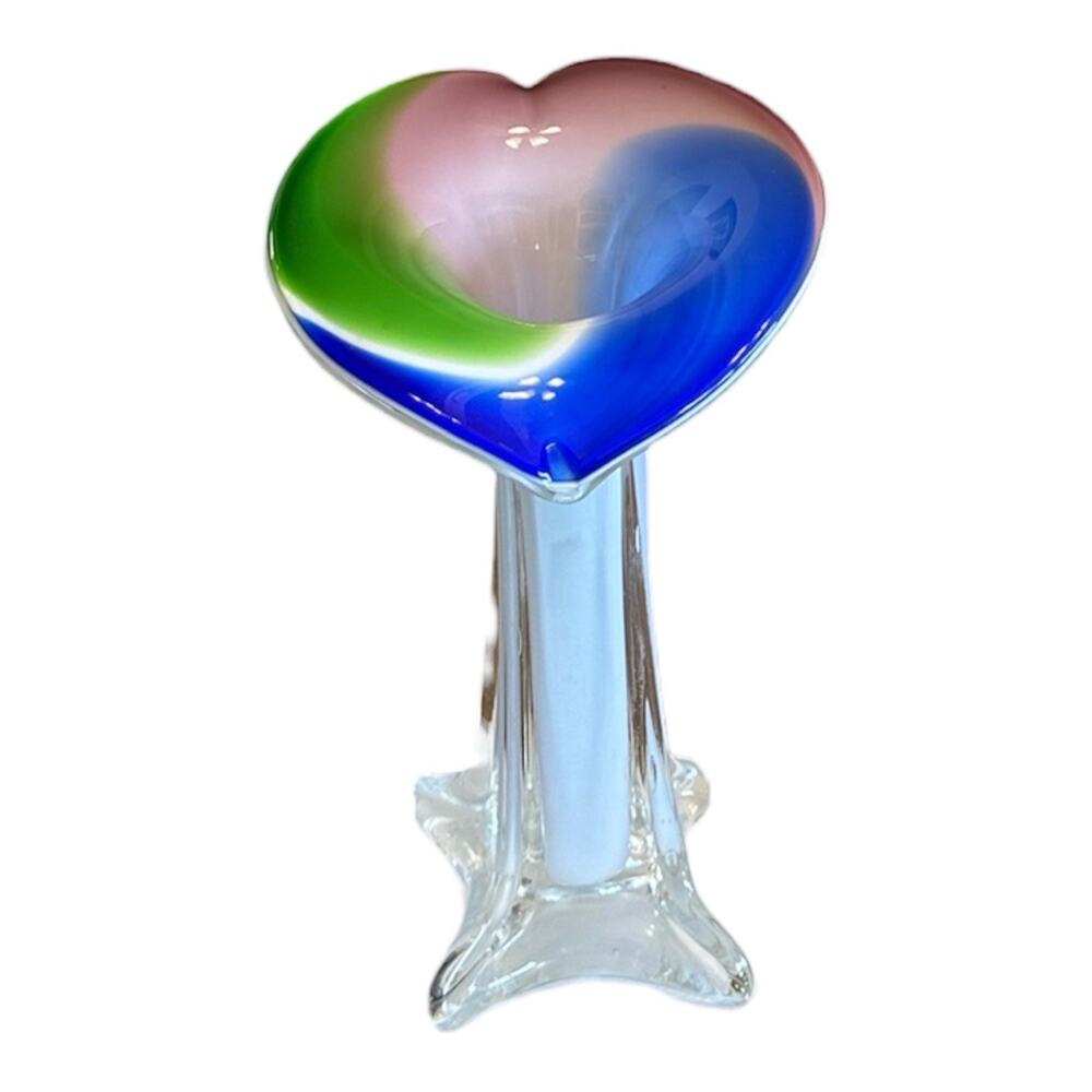 Vintage Jack In The Pulpit Calla Lily Blown Italian Cased Glass Vase Collectible